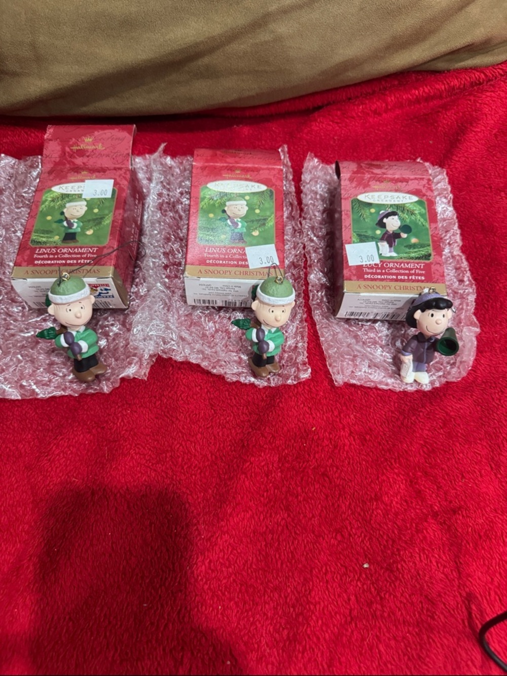 Hallmark Keepsake Linus & Lucy Peanuts Holiday Ornaments - Green and Black